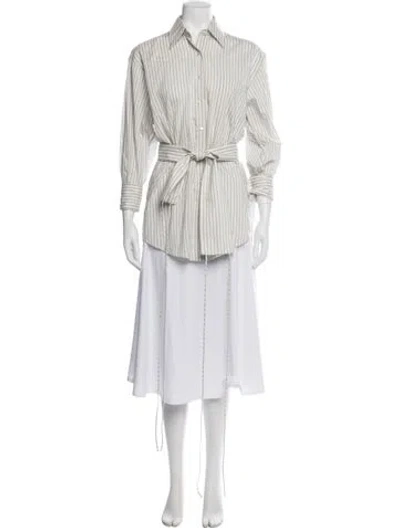 Pre-owned Rohe Striped Long Sleeve Button-up Top W/ Tags In Multicolor