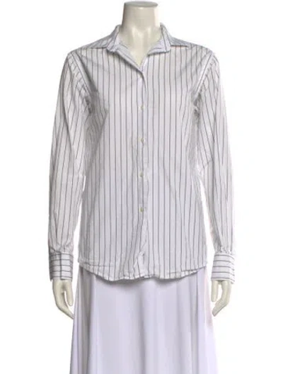 Pre-owned Rohe Striped Long Sleeve Button-up Top In White