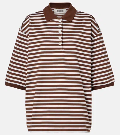 Rohe Striped Oversized Cotton Polo Shirt In Brown