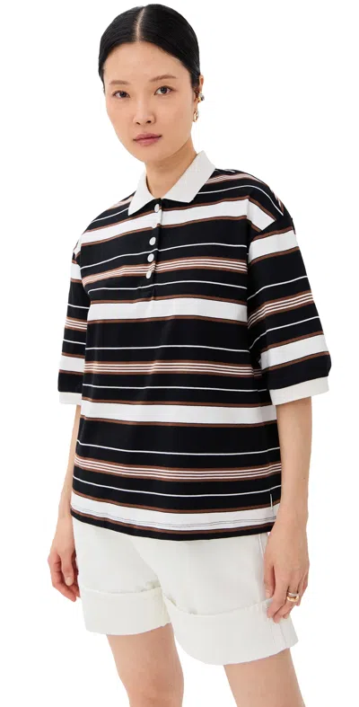 ROHE STRIPED OVERSIZED POLO BLOCK STRIPE