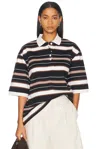 Rohe Multicolor Oversize Polo Shirt With Classic Collar And All-over Striped Motif In Cotton Woman In Block Stripe