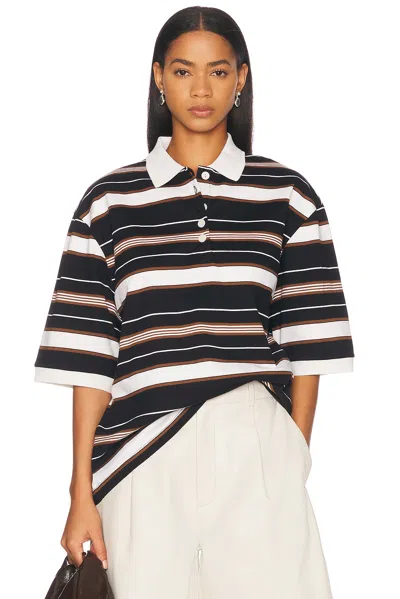 ROHE STRIPED OVERSIZED POLO TOP