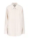 Rohe Róhe Classic Button-up Silk Shirt With Vertical Stripes In White