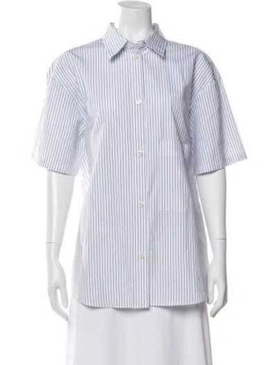 Pre-owned Rohe Striped Short Sleeve Button-up Top In White
