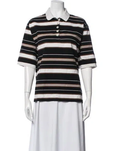 Pre-owned Rohe Striped Short Sleeve Polo In Black
