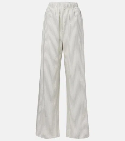Rohe Striped Silk And Cotton Wide-leg Pants In White
