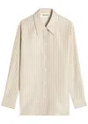 Rohe Róhe Classic Button-up Silk Shirt With Vertical Stripes In Neutral