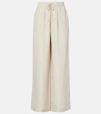 Rohe Róhe Striped Silk Wide-leg Pants In Sand