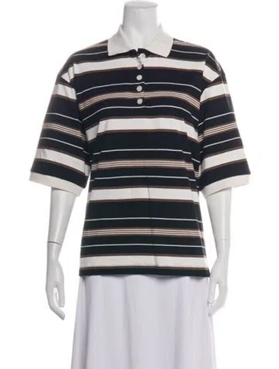 Pre-owned Rohe Striped Three-quarter Sleeve Polo In Multicolor