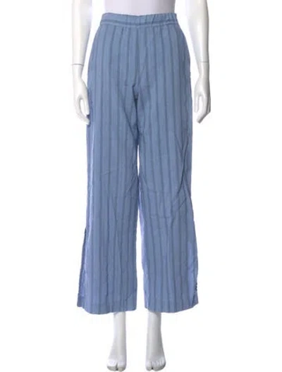 Pre-owned Rohe Striped Wide Leg Pants In Blue