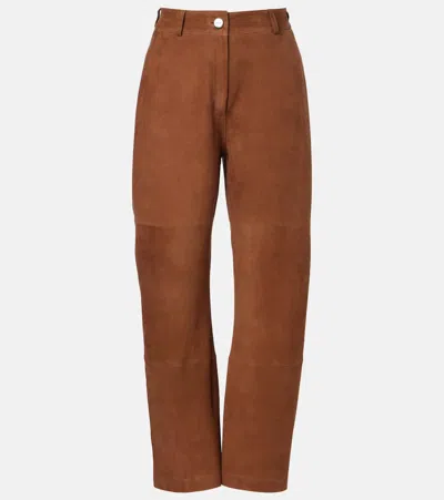 Rohe Róhe Suede Barrel-leg Pants In Brown