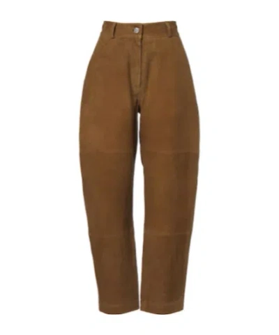 Rohe Suede Barrel-leg Pants In Brown