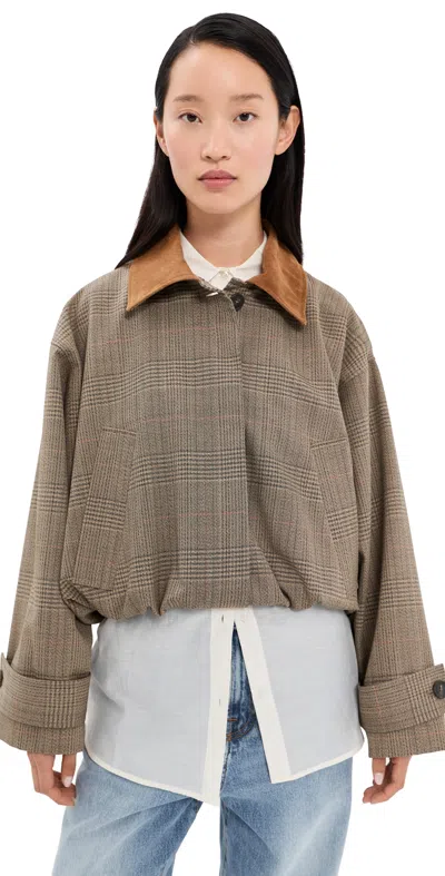 Rohe Suede Collar Blouson Jacket Prince Of Wales