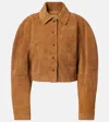 Rohe Rounded Textured Suede Jacket In Brown