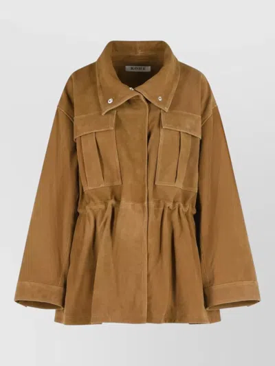 Rohe Suede Jacket Collared Design Button Detail In Brown