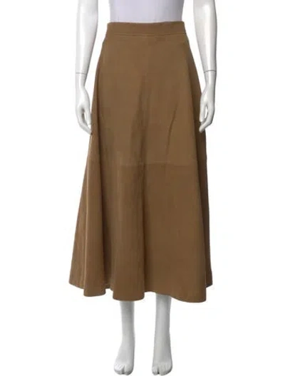 Pre-owned Rohe Suede Midi Length Skirt In Brown