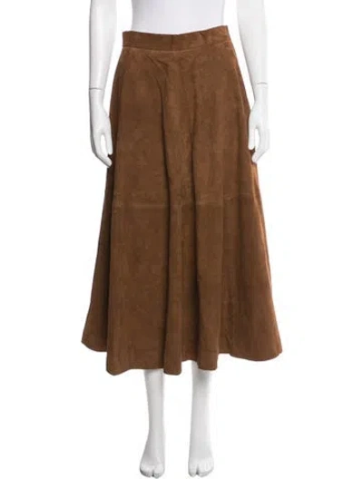 Pre-owned Rohe Suede Midi Length Skirt W/ Tags In Brown