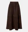 Rohe Róhe Suede Midi Skirt In Brown