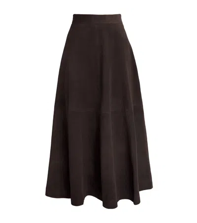 Rohe Suede Midi Skirt In Brown