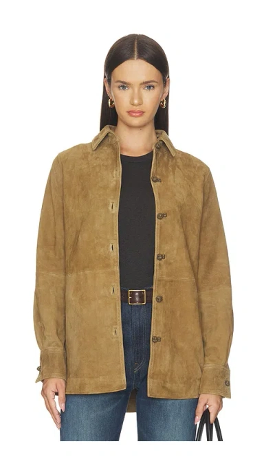 Rohe Suede Pankou Overshirt In Green