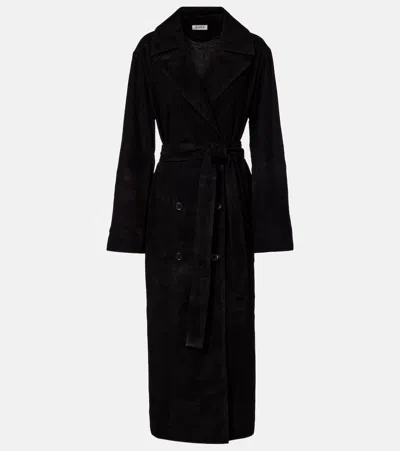 Rohe Suede Wrap Coat In Black