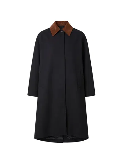 Rohe Suede-collar Coat In Blue