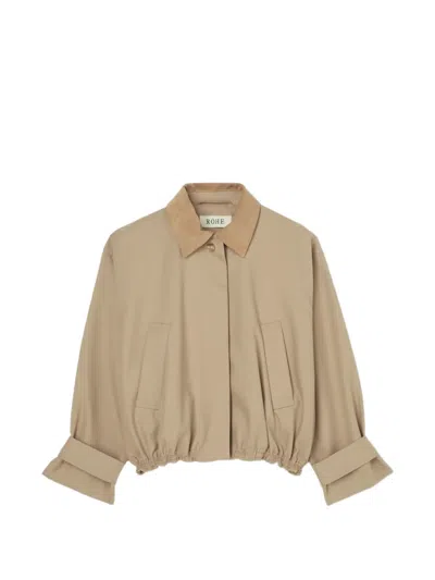 Rohe Suede-collar Cropped Jacket In Neutral