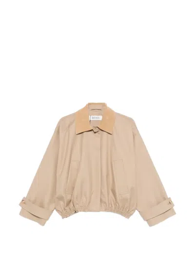 Rohe Sand-colored Bomber Jacket With Suede Collar In Brown