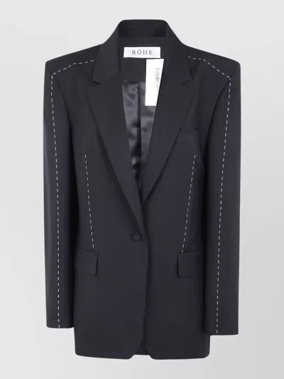 Rohe Tailored Blazer Contrast Stitching Notched Lapel In Transparent