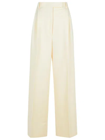 ROHE RÓHE 'TAILORED' CREAM RECYCLED POLYESTER PANTS