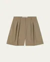 Rohe Tailored Wide-leg Shorts In Khaki