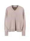 Rohe Róhe Taupe Cashmere-wool Convertible Sweater With Ribbed Details In Pink