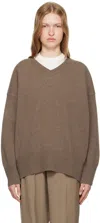 Rohe Taupe Classic V-neck Sweater In 241 Taupe Melange