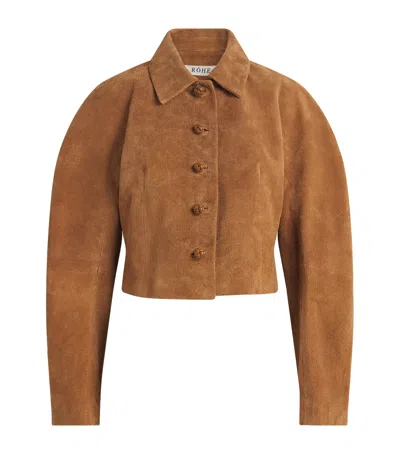 Rohe Róhe Textured Suede Cropped Jacket In Brown