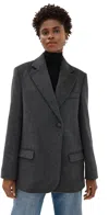 Rohe Grey Double-breasted Jacket With Notched Revers In Wool Blend Woman In Anthracite Melange