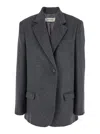 Rohe Grey Double-breasted Jacket With Notched Revers In Wool Blend Woman In Grey