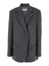 Rohe Grey Double-breasted Jacket With Notched Revers In Wool Blend Woman In Grey