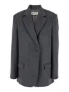 Rohe Grey Double-breasted Jacket With Notched Revers In Wool Blend Woman In Grey