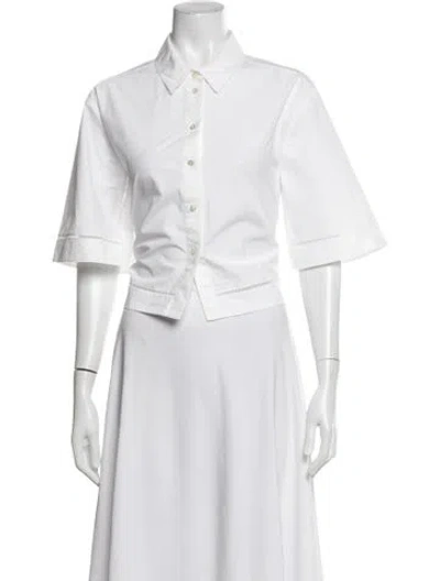 Pre-owned Rohe Three-quarter Sleeve Button-up Top In White
