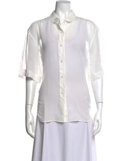 Pre-owned Rohe Three-quarter Sleeve Button-up Top In White