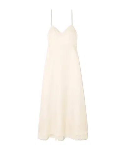 Rohe Tie-back Lace-trimmed Silk Maxi Dress In Neutral