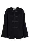 Rohe Mandarin Double-faced Wool Jacket Navy In Black
