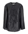 Rohe Black Jacket With Front Toggle Closure In Leather Woman In Black
