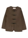 Rohe Brown Jacket With Front Toggle Closure In Wool Woman In Brown