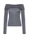 Rohe Long-sleeve Off-the-shoulder Top In Dark Grey Melange
