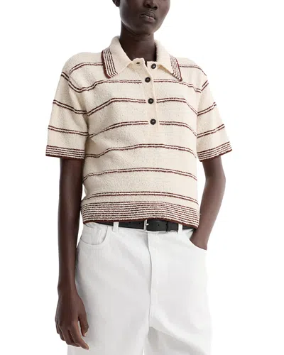 Rohe Towelling Striped Polo In Neutral