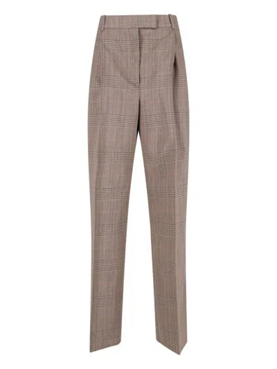 Rohe Straight-leg Plaid Trousers With High Waist Design In Brown
