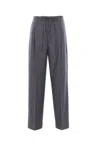 Rohe Drawstring-waist Pleated Trousers In Gray