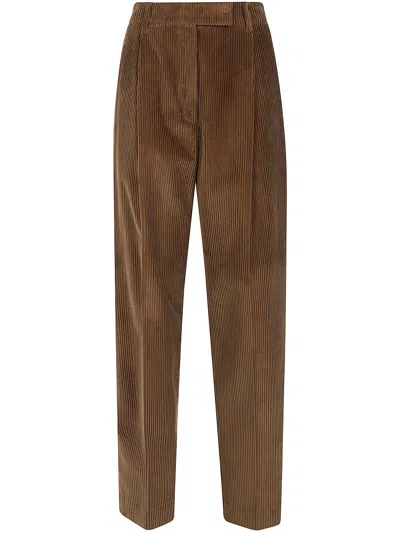 Rohe Trousers Single Pleat "daria" In Brown