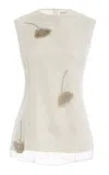 Rohe White Sleeveless Crewneck Top With Tulip Embroidery In Silk Woman In White